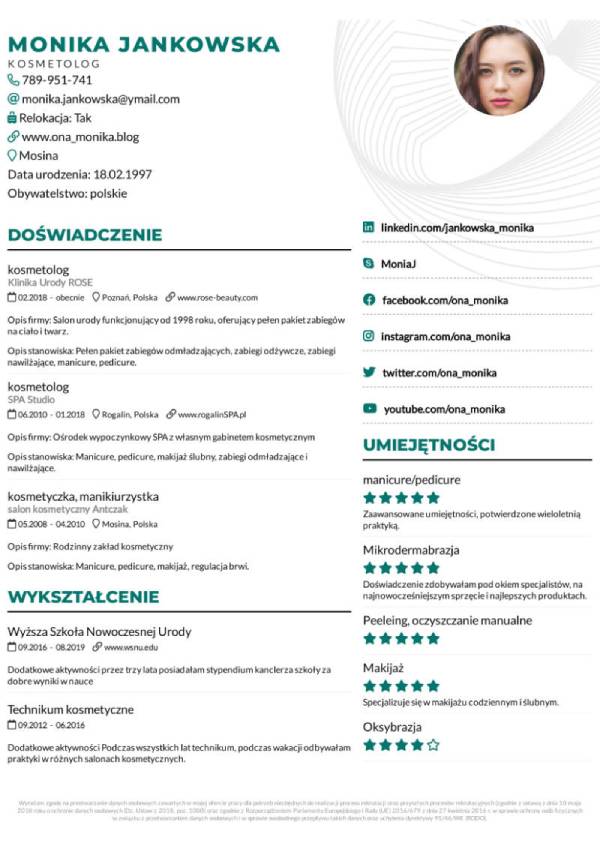 Kreatywne CV zielone