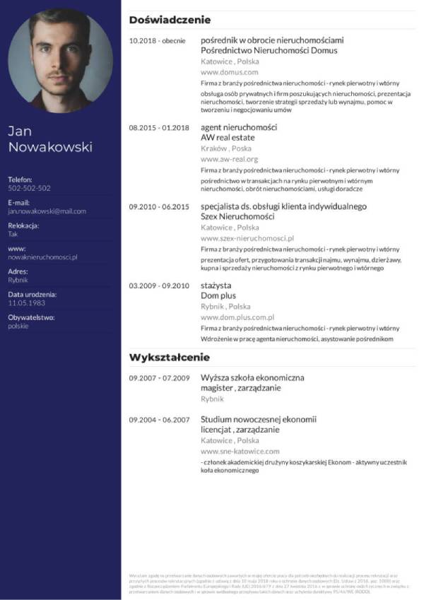 Nowoczesne CV granatowe